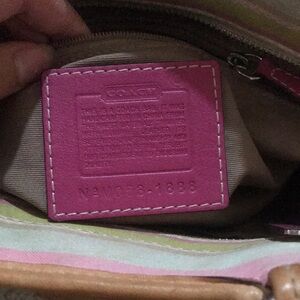 Coach Pink Leather Shoulder Bag with Textured Pattern